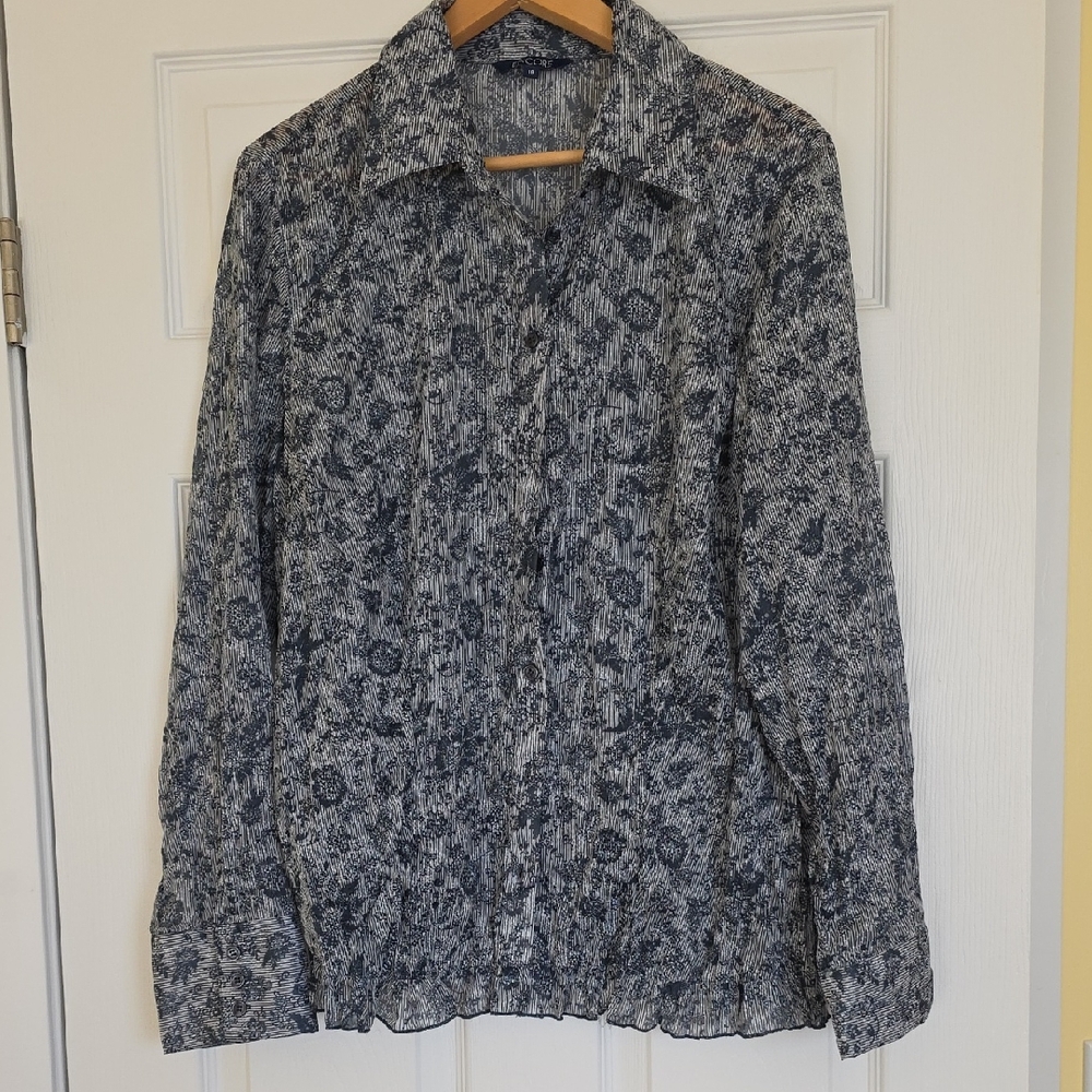Encore Jeans Blue and Gray Blouse